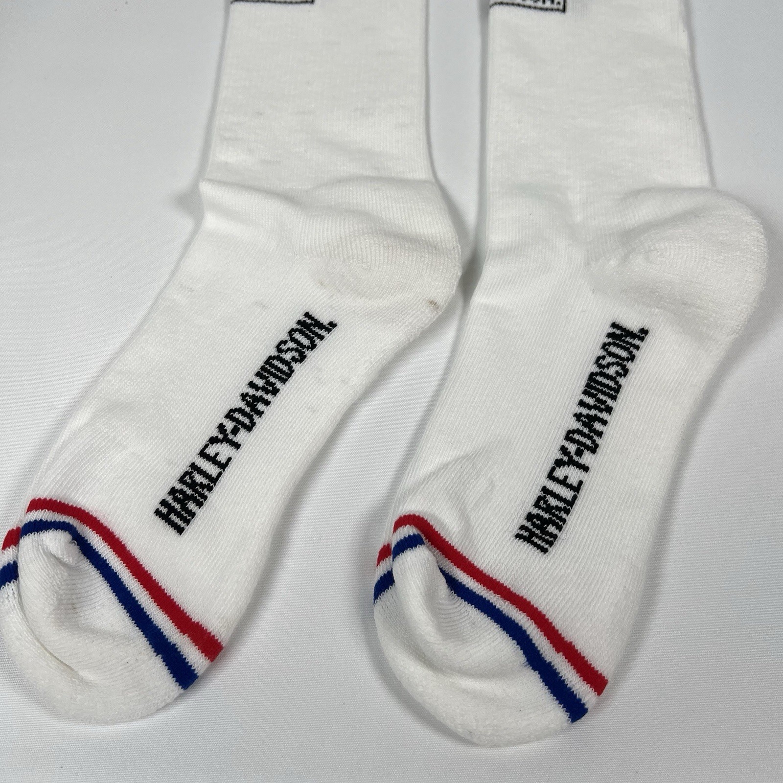 Harley Davidson Socks, Men’s Large, 2 Pair NEW! Made In USA White HD #1 Logo