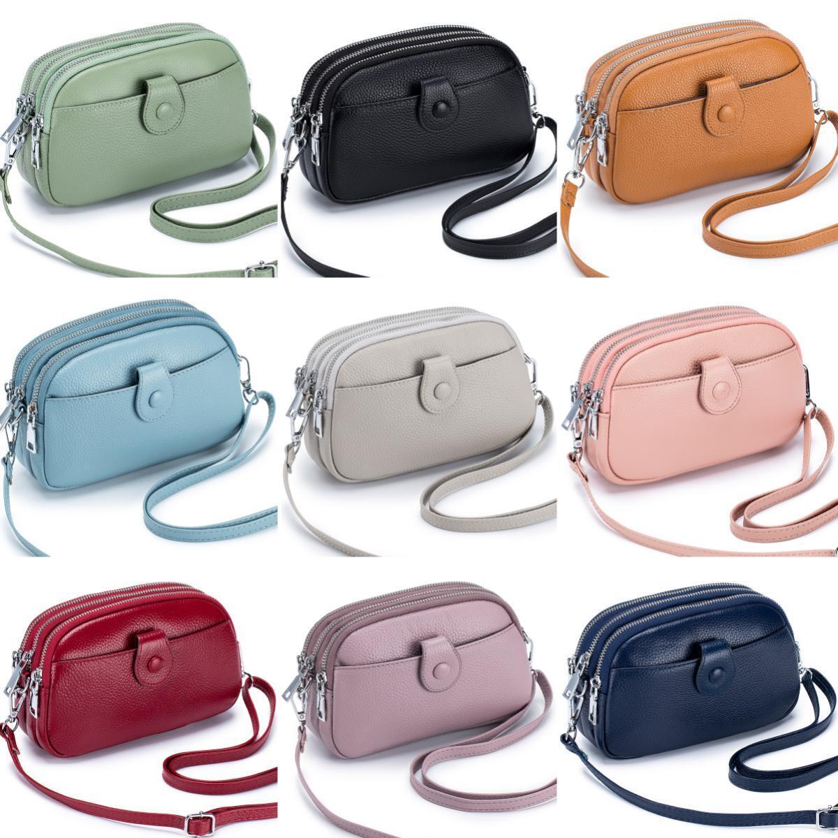 Womens Small Crossbody Bag Genuine Leather Shoulder Handbag Zip Cellphone Wallet