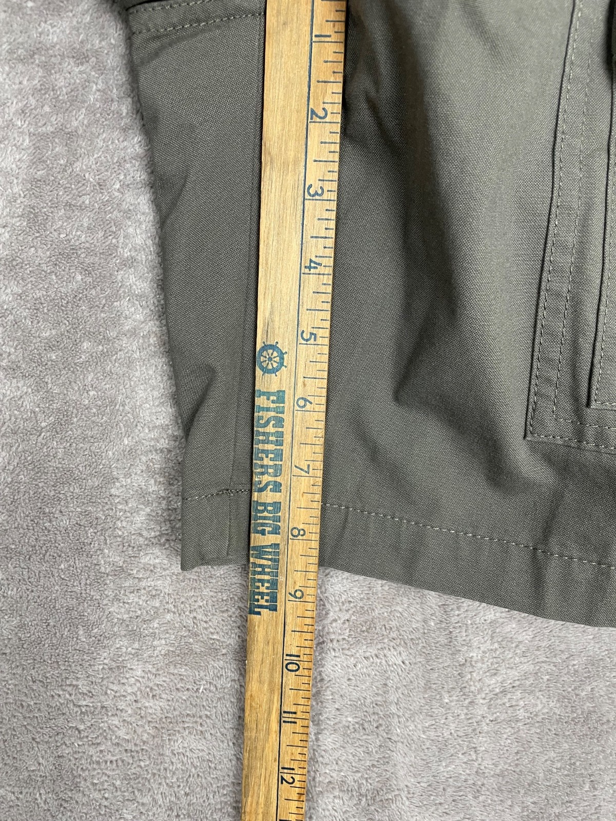 Savane Shorts Mens 34 Olive Green Cotton Canvas Elastic Waist Cargo Utility Hike