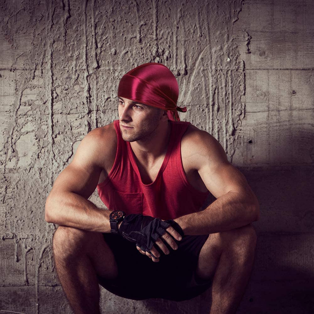 6 Pcs Silky Durag Headwraps Dorag for Men Women Waves, Durags Pack with Long Tai