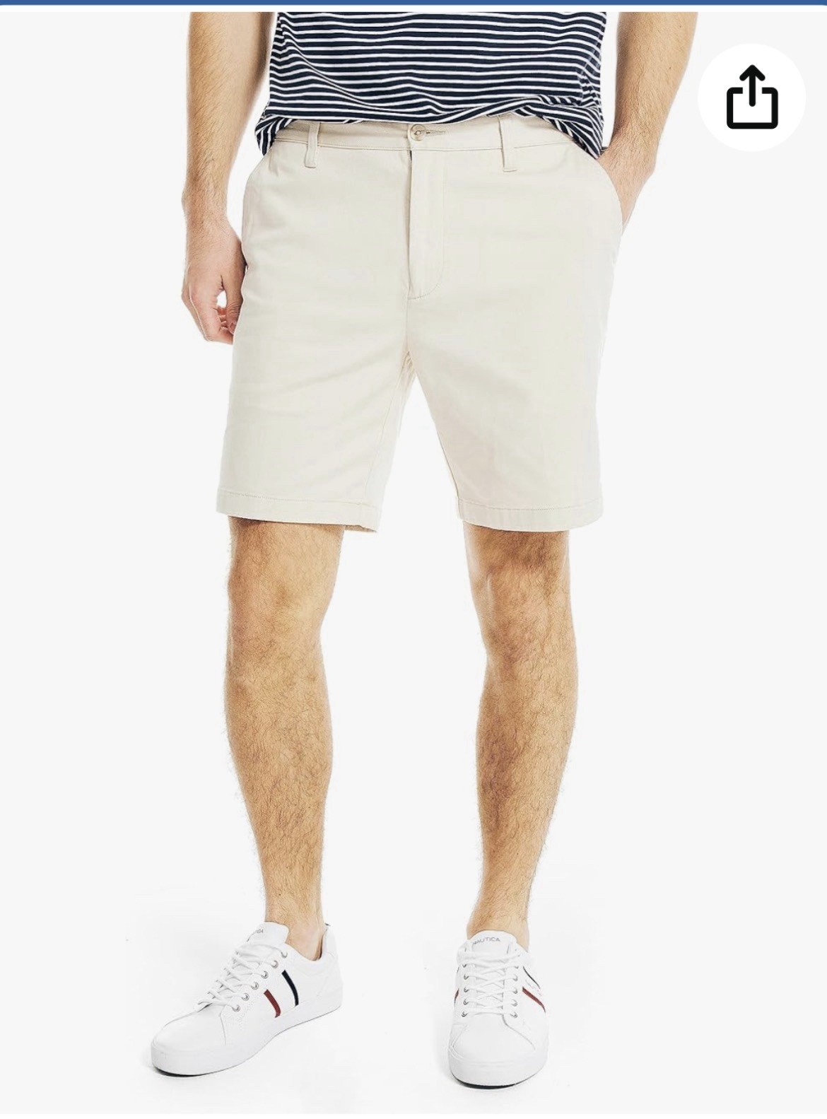 Nautica Men’s 8.5” Classic Fit Stretch Deck Short In Stone, Size 38