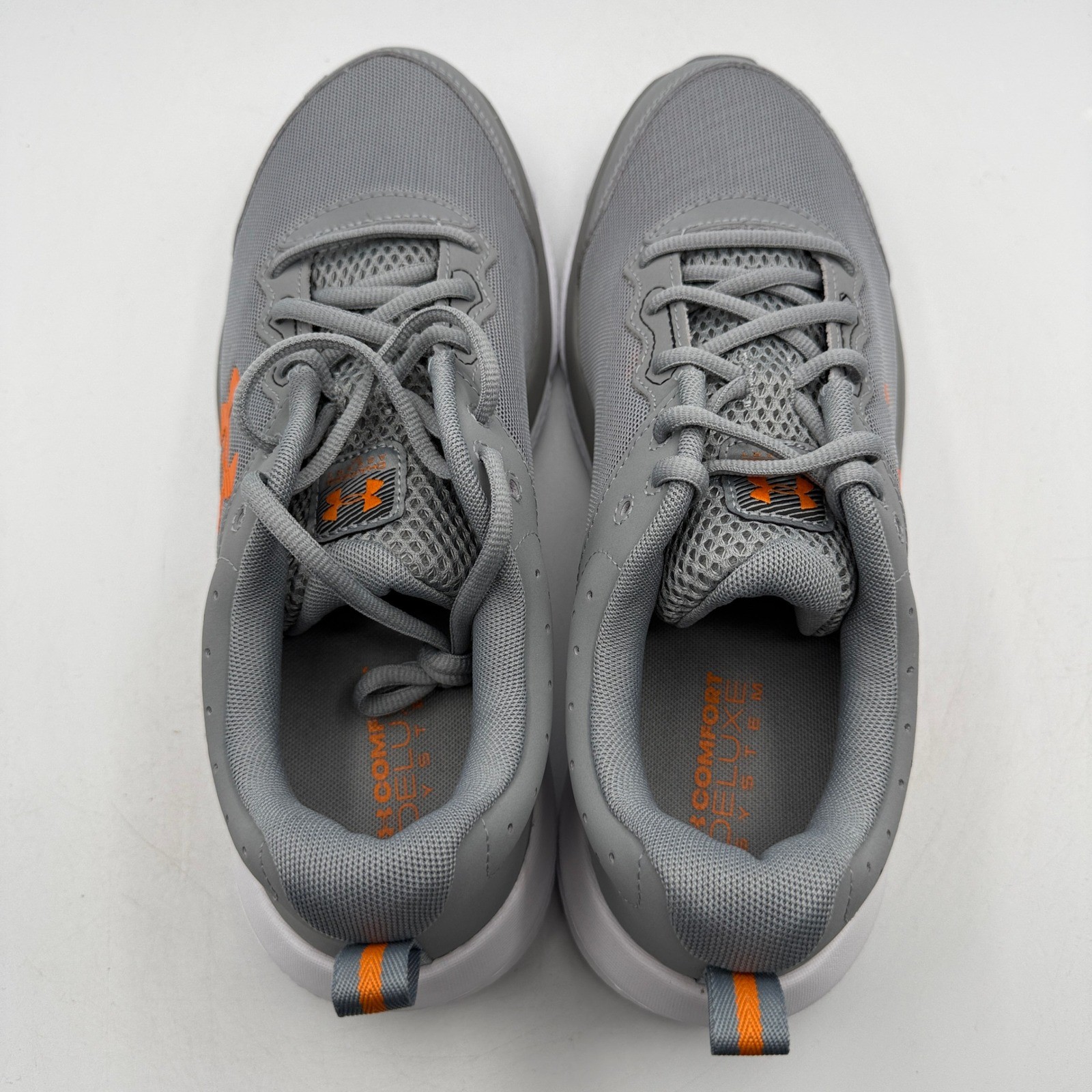 Under Armour Charged Assert 10 Mens 10.5 Gray Orange Running Shoes 3026175-105