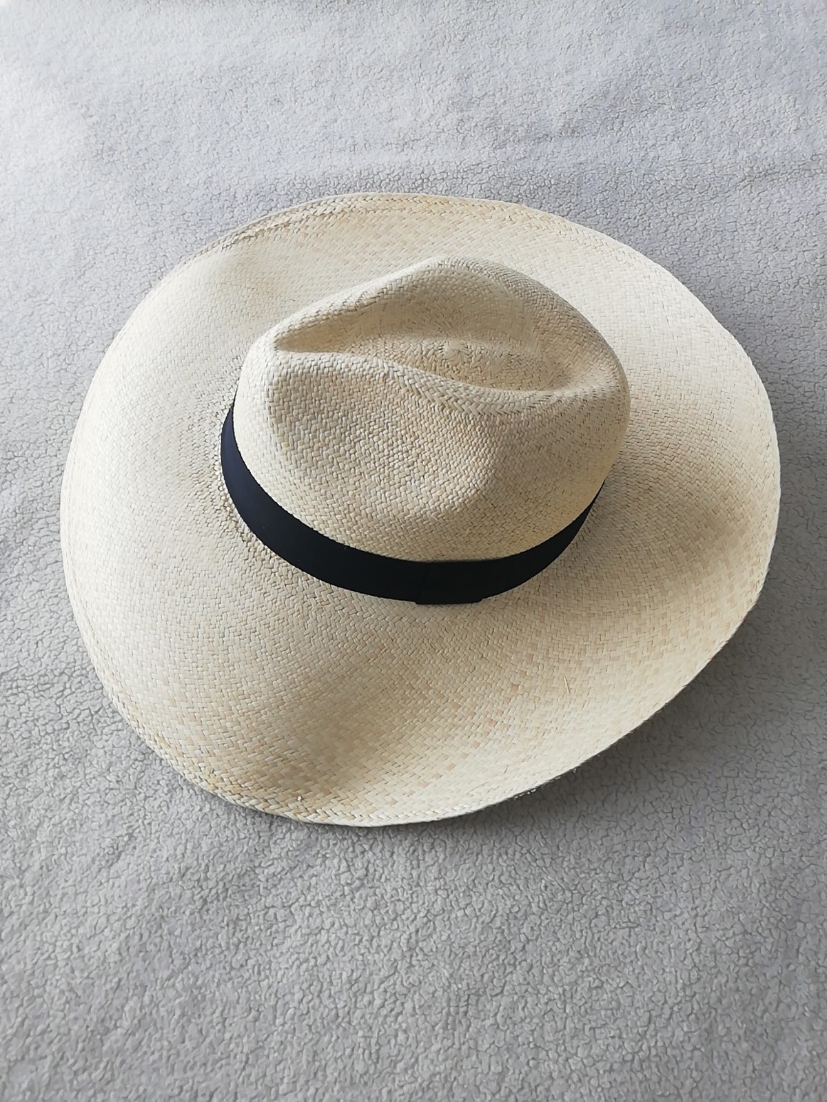 GENUINE ECUADOR HAT “PANAMA HAT” 100% TOQUILLA STRAW LARGE 60Cm CLASSIC BEIGE