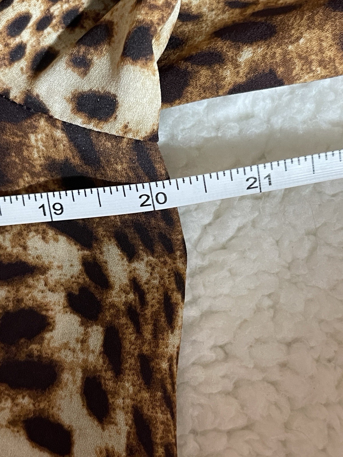 Worthington Leopard Print Blouse S Short Sleeve Satin Feel Mob Wife Boho Top