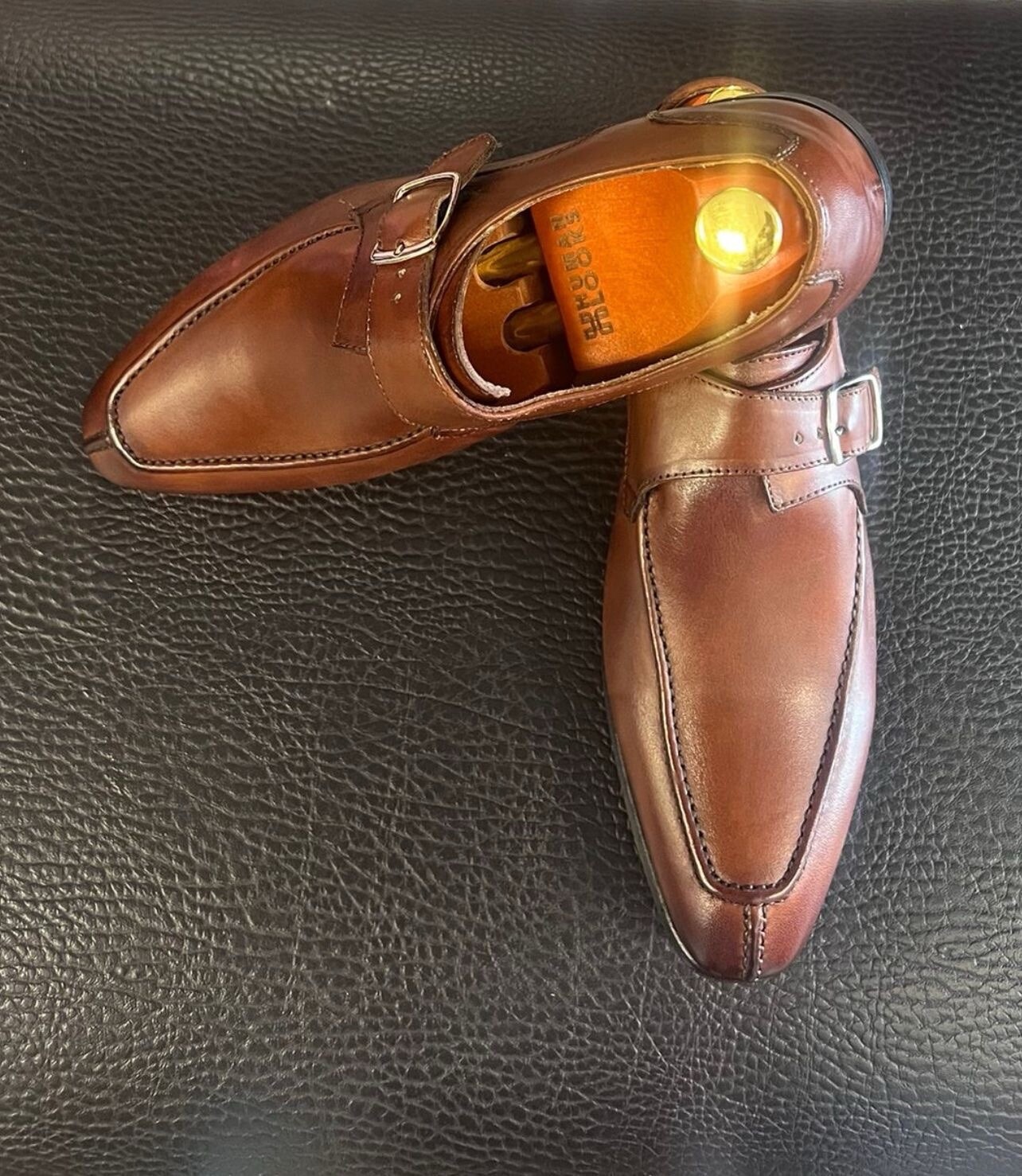 Italian leather dress shoe Monk Strap,brown Color Size 40, /42,43,45 Available