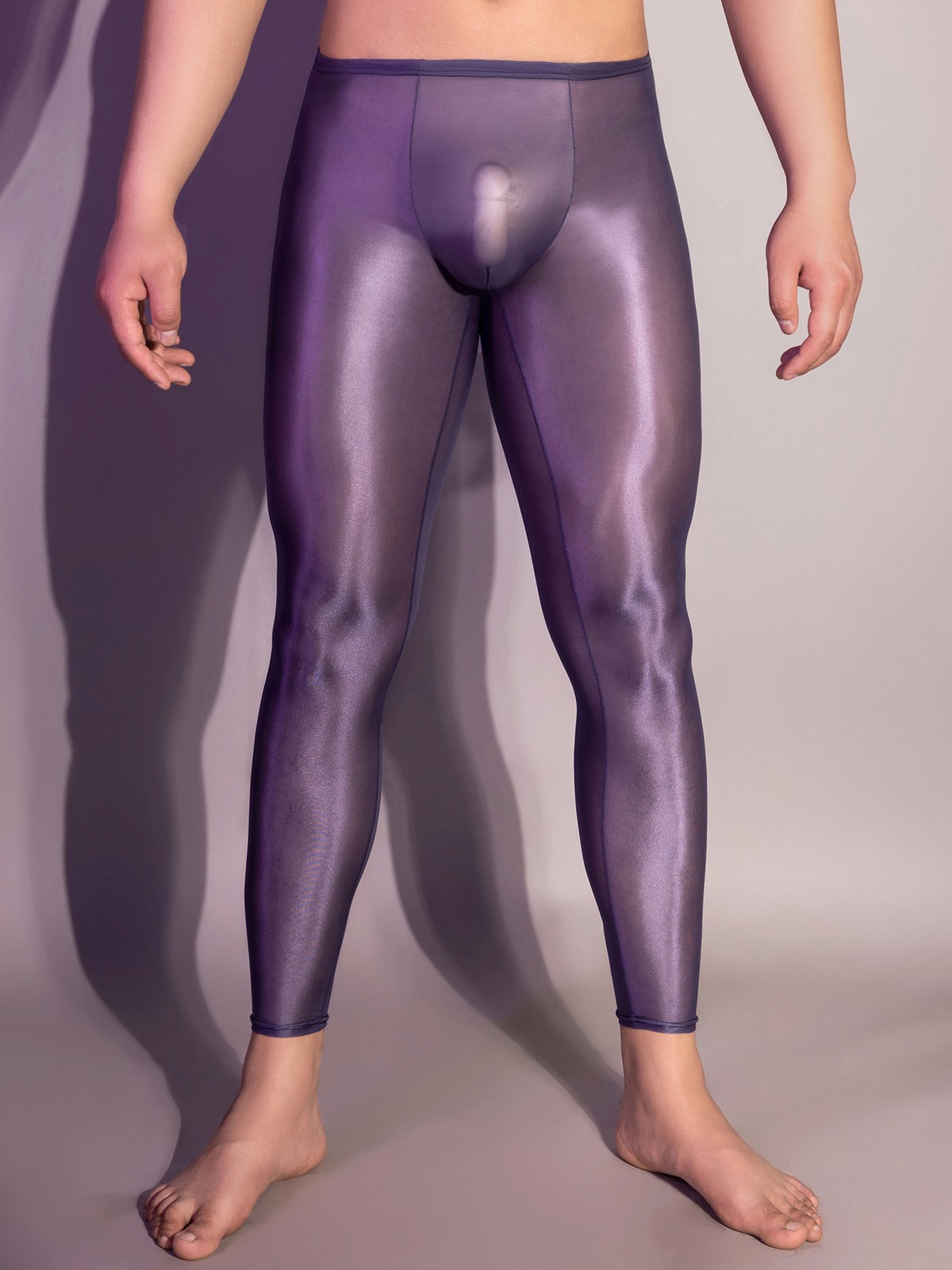 Men Glossy Long Trousers Stretch Tight Gothic Leggings Shiny Latex Leather Pant