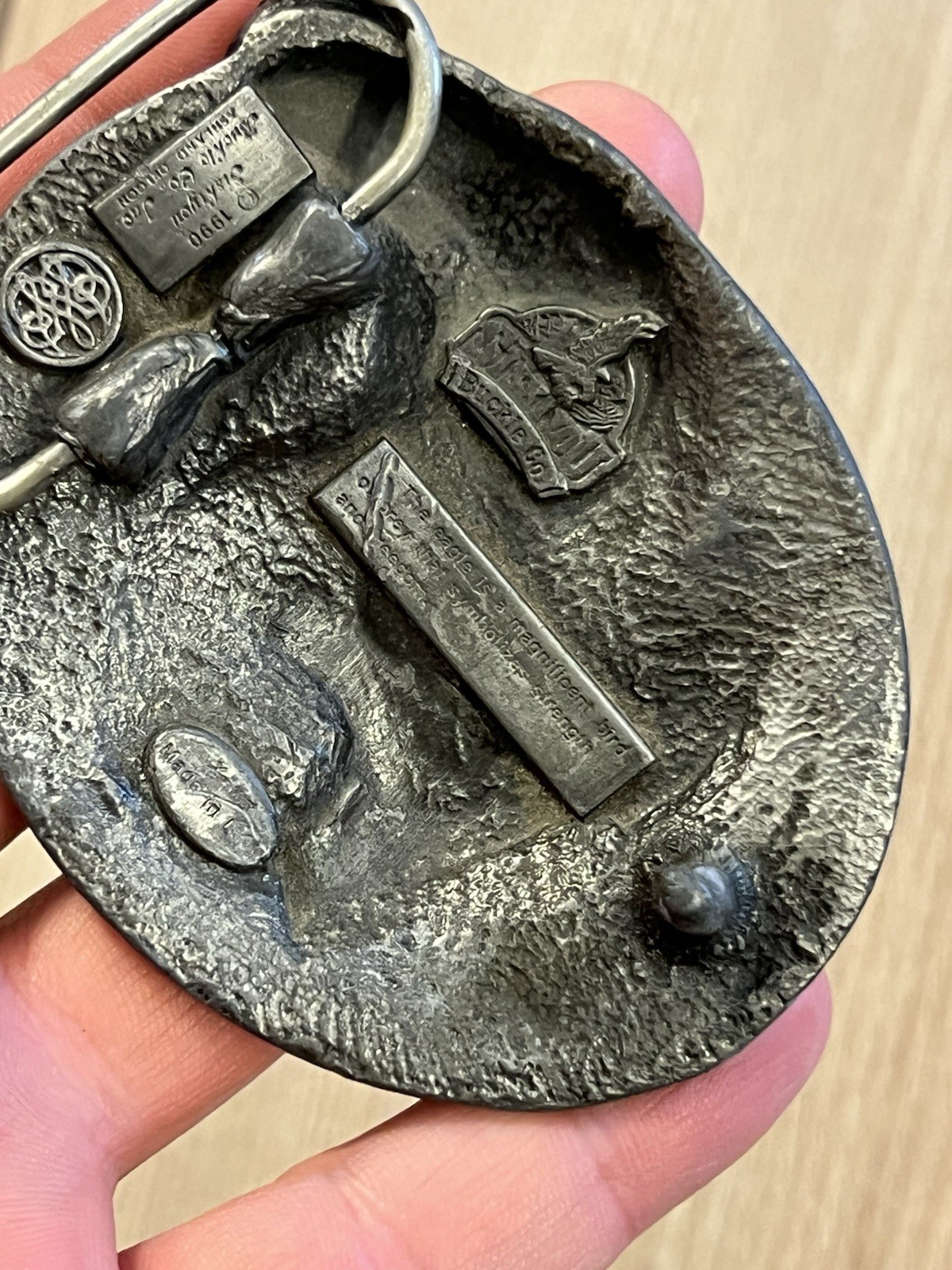 Siskiyou Buckle Co Pewter Belt Buckle Double Eagle Western Blue Resin Vintage