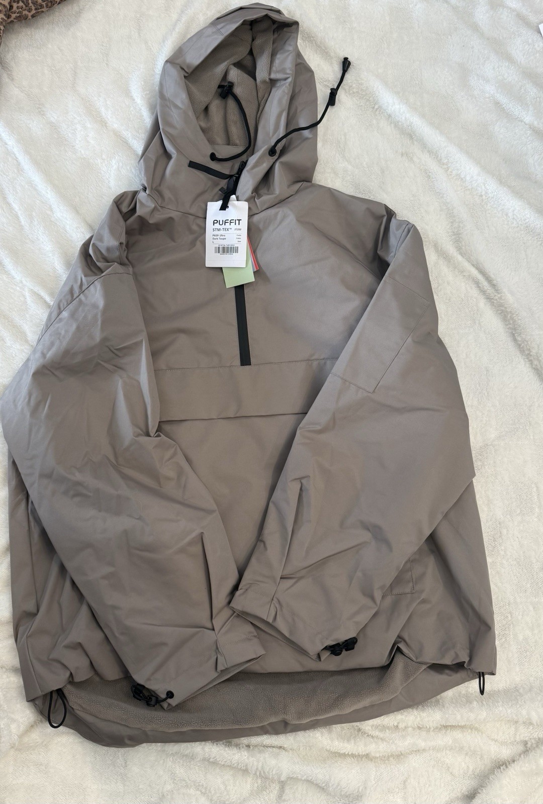 Puffit STM-TEX Waterproof Oversized Fall, Half Zip Rain Jacket – Fleece Lined