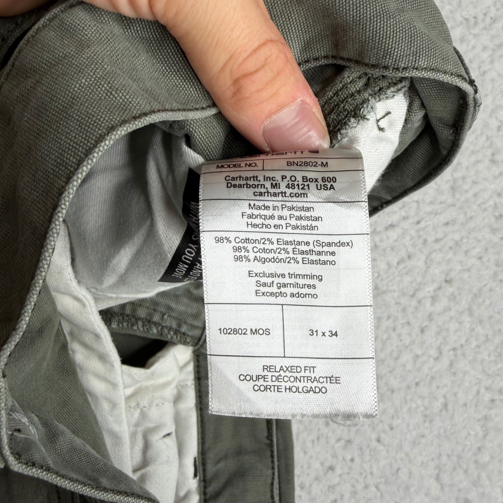 Carhartt Relaxed Fit double knee front Pants Moss Green 31×34 (32) 102802 MOS