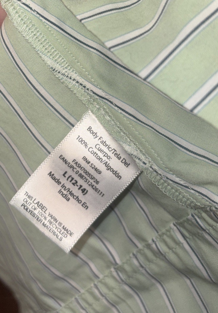 Free Assembly Women Corset Midi Green Stripe Dress Shirt Pockets Large NWT#17031