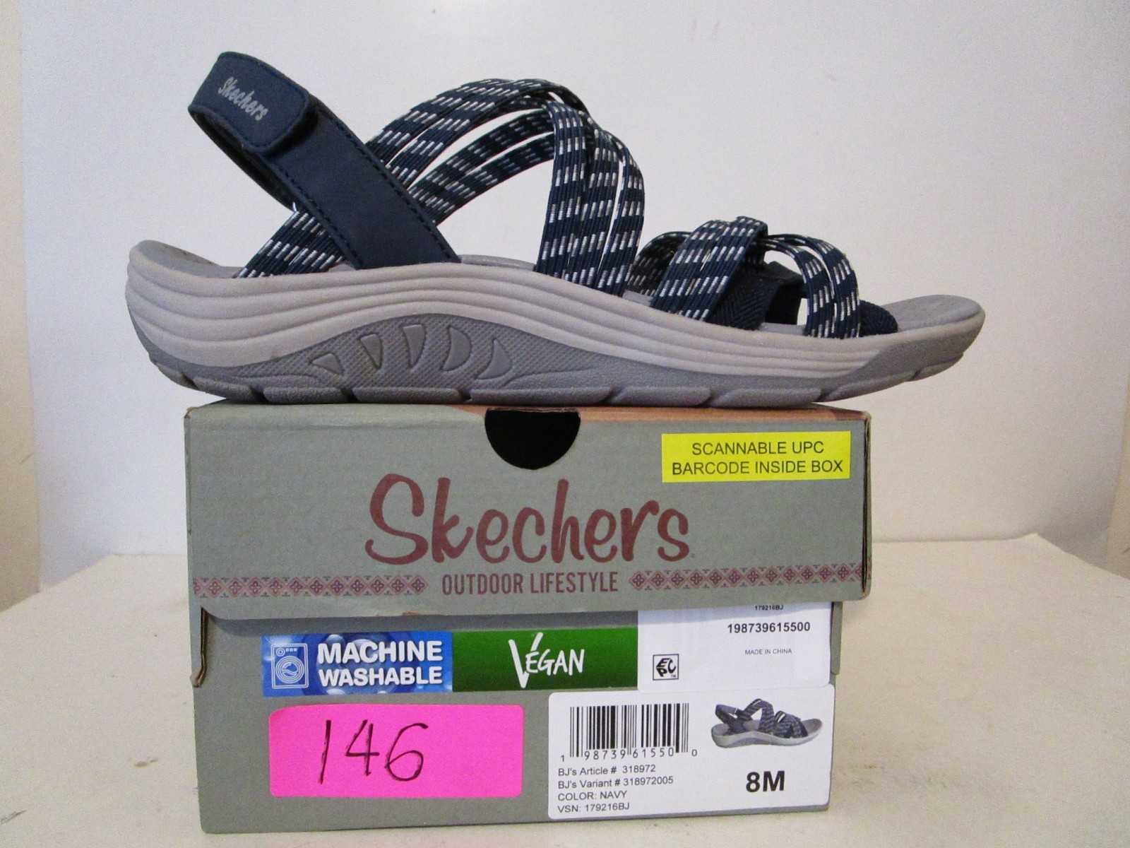 Skechers Washable Vegan Reggae Cup Sport Womens Sandals Navy Size 8