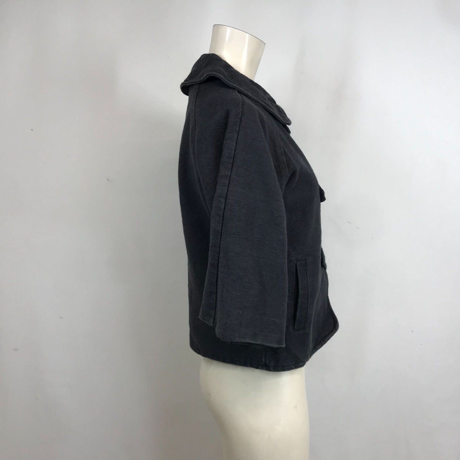 AVATAR – WOMEN’S XS/S- BLACK BUTTON STRAP COLLARED COTTON JACKET BOHO LAGENLOOK