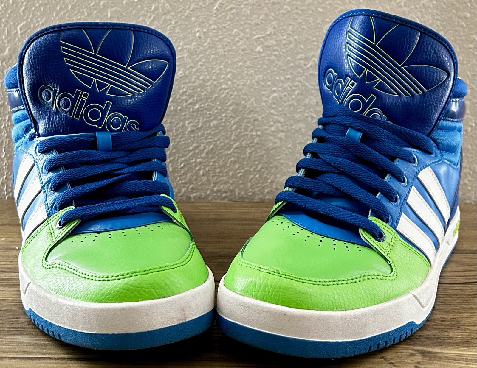 Adidas Blue/Green/White Colorblock Mid Top Lace-Up Sneakers G99390