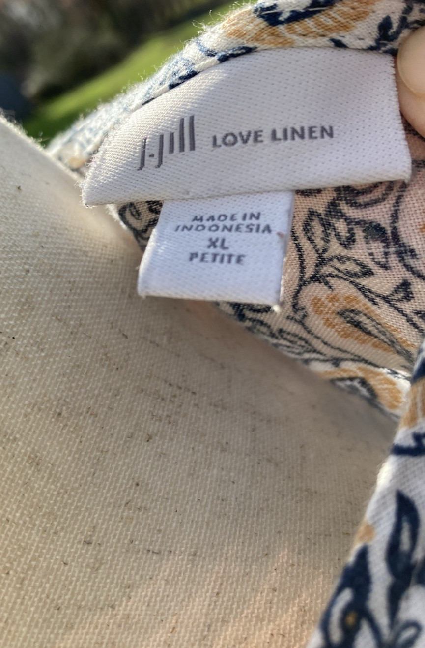J. Jill Love Linen Elephant Print Sleeveless V-Neck Tunic Top XL PETITE