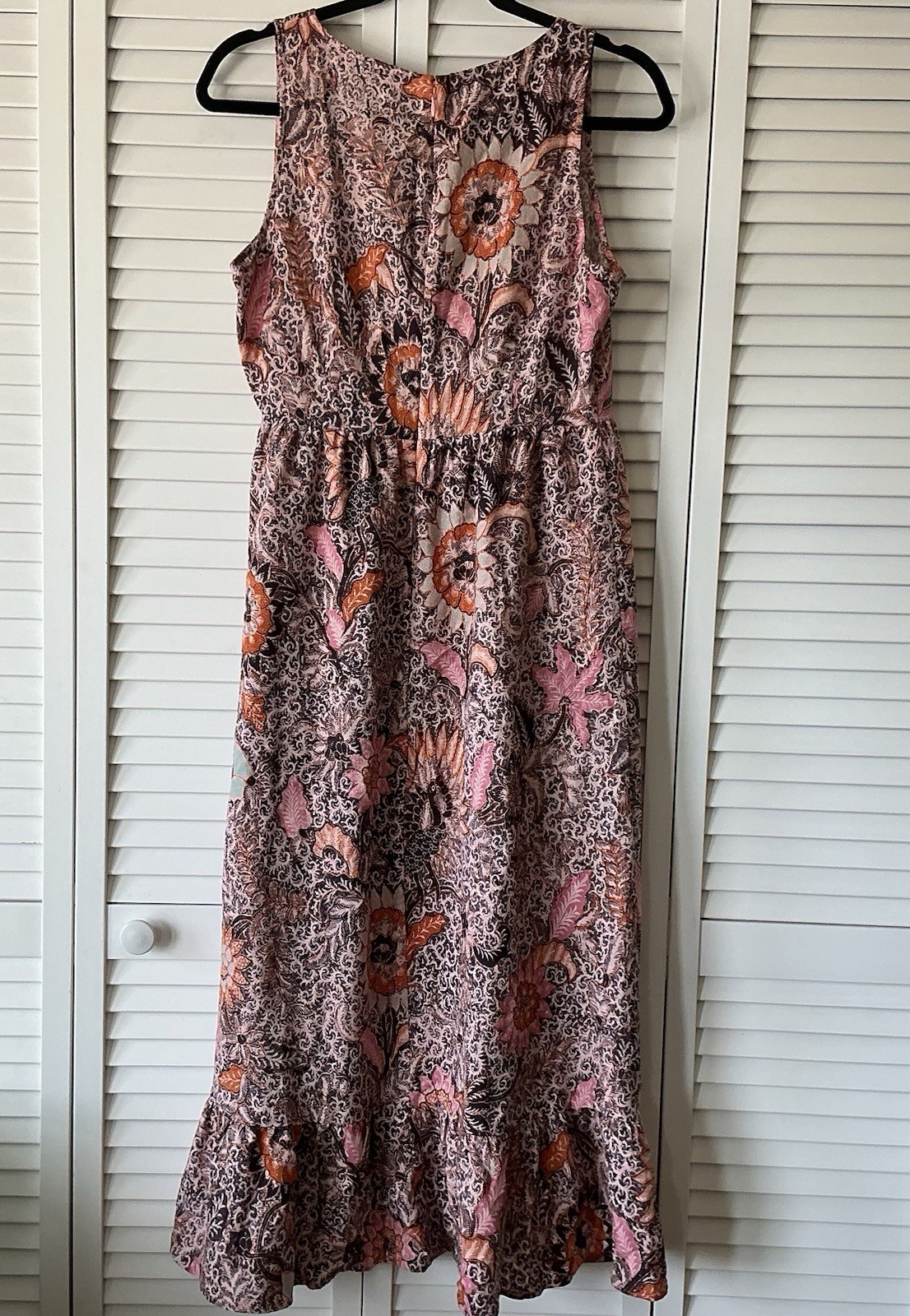 Madewell Lace-Up Bali Blooms Midi Dress Sz 4 Boho Cottagecore Casual Paisley