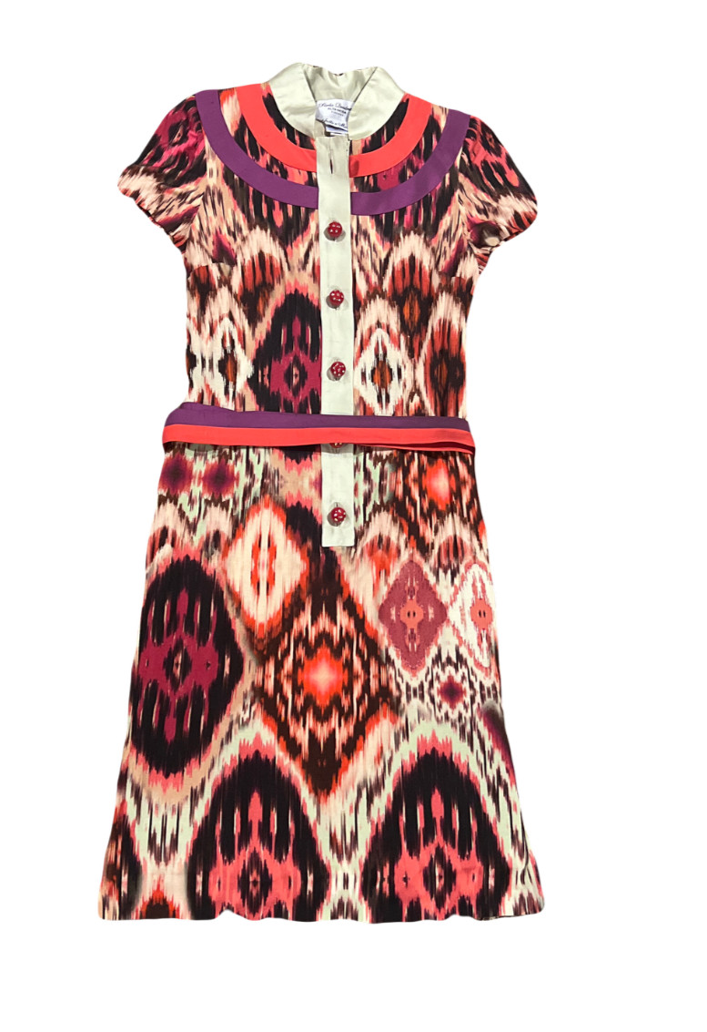 Paola Quadretti Alta Moda Firenze Ikat Print Dress Made Italy Women’s Size Small