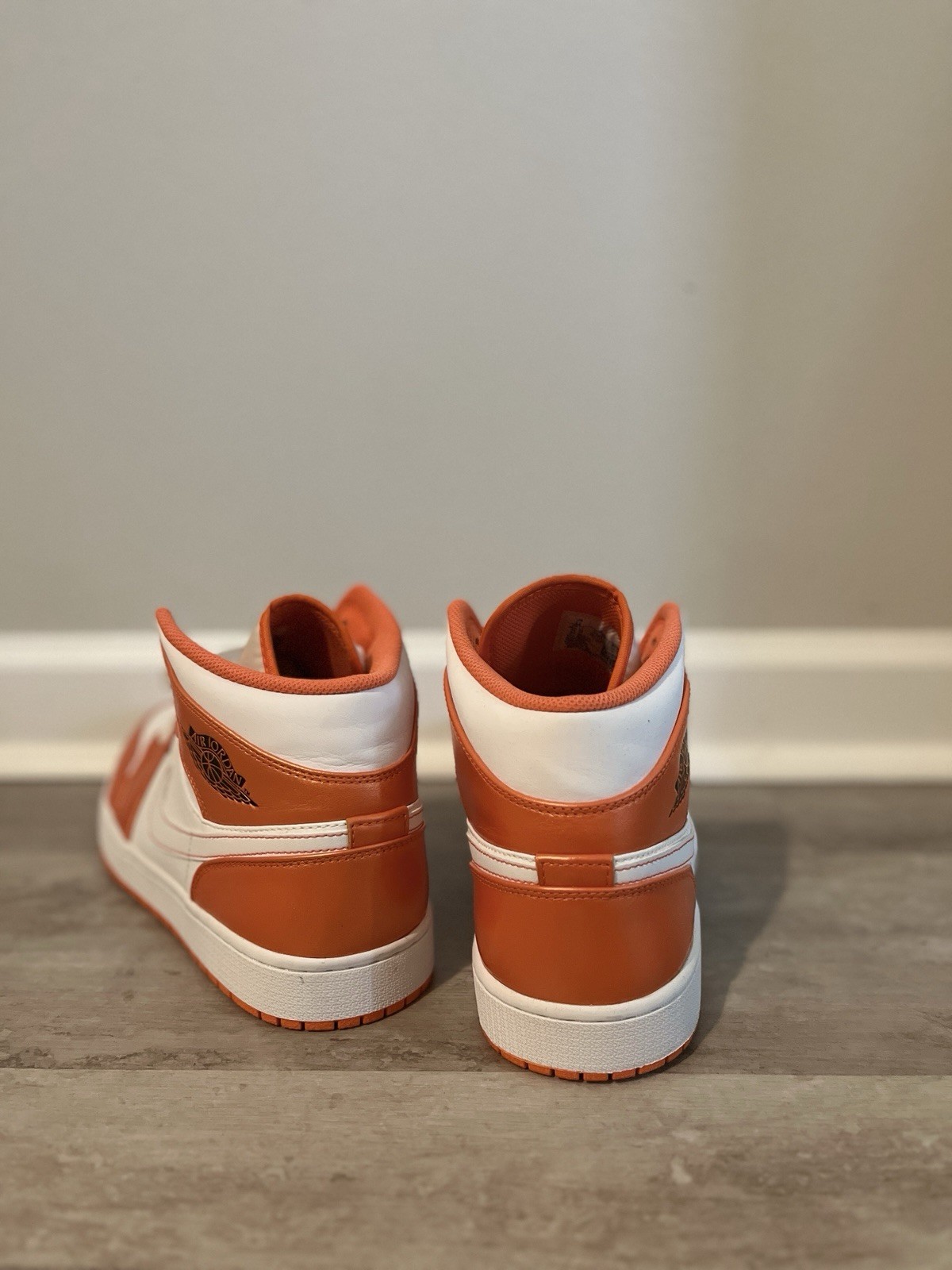 Jordan Air Jordan 1 Mid Men’s Mid Top Colorblock Lace Up Sneakers Orange White