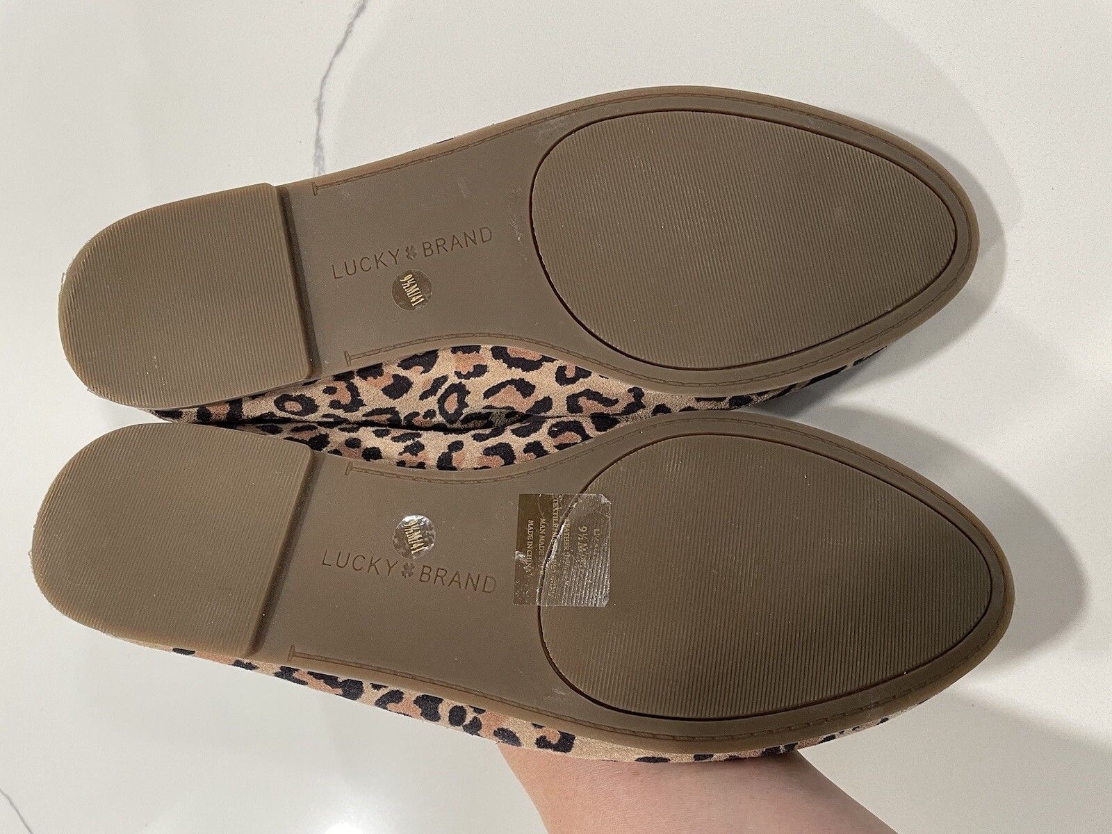 Lucky Brand Shoes Womens Sz 9.5 M Slip On Brown Suede Leopard Print Casual SHB