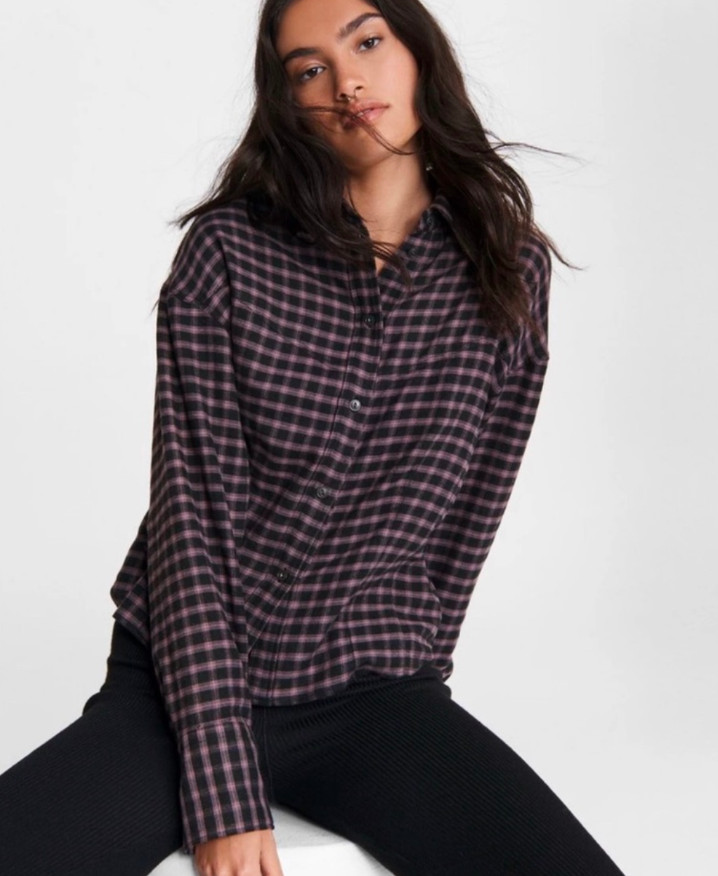 NWT Rag & Bone Iris Purple Plaid Button Down Small Women