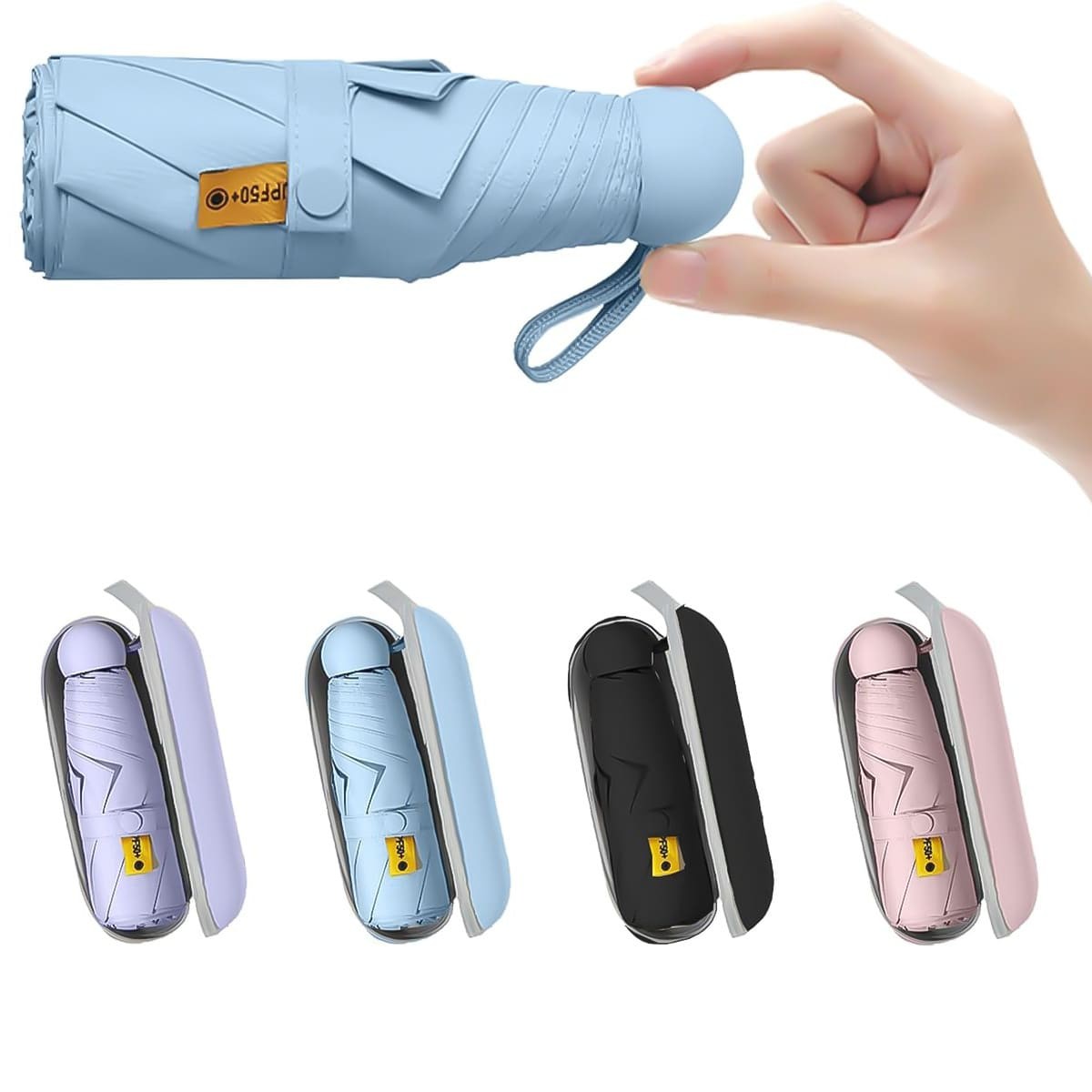 Compact UV Sun ProtectionTravel Umbrella With Case, Mini Umbrella For Purse, Li