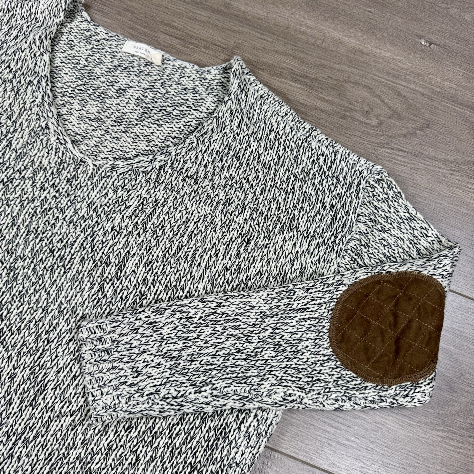 Harper Heritage Lightweight Knit Tunic Sweater Elbow Pads Women’s Medium