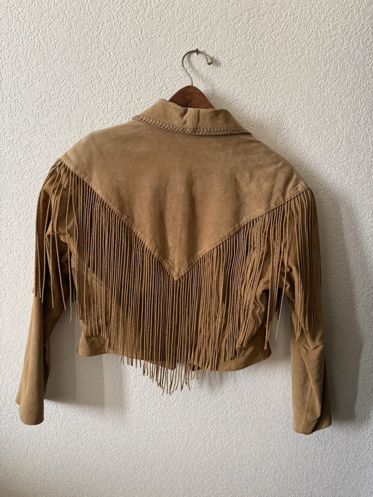 Cripple Creek Women’s Western Leather Fringe Collared Button Lined Jacket L