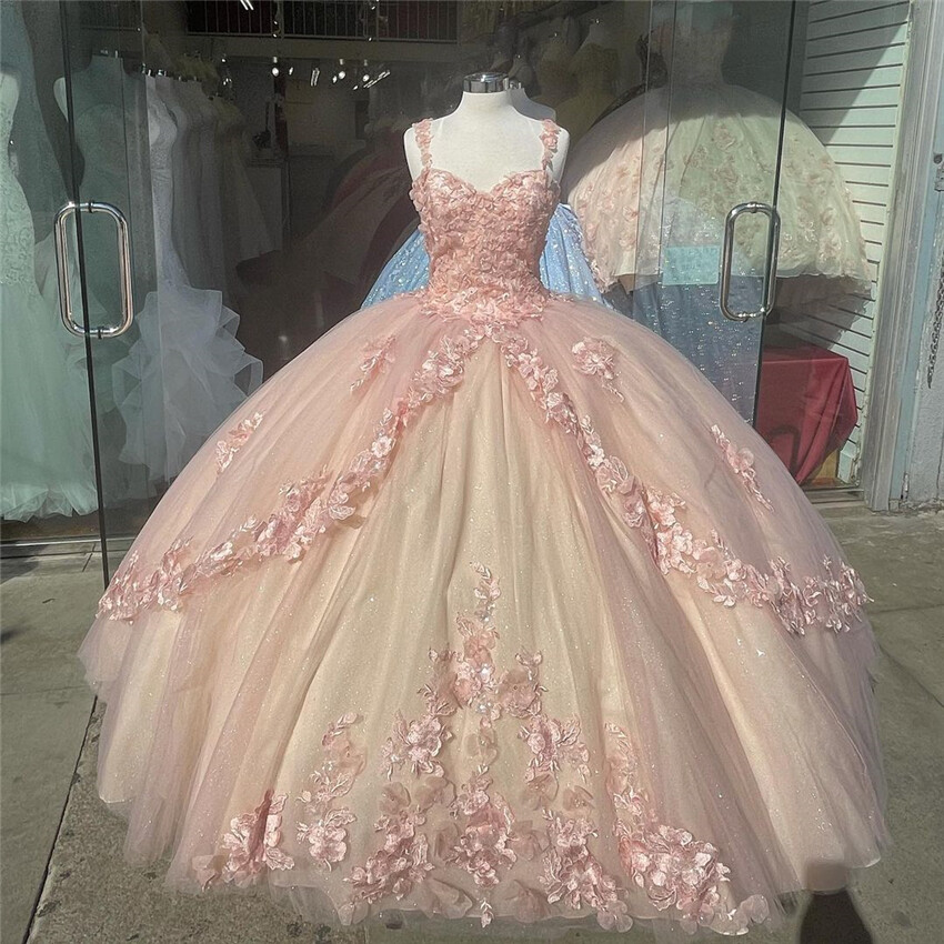 Princess Quinceanera Pink Ball Gown Off-Shoulder Ball Gown Party Sweet –