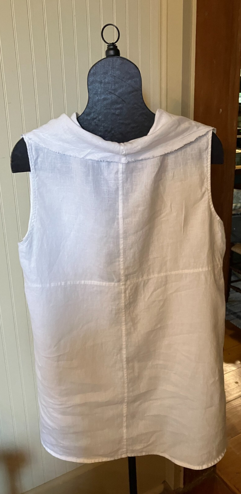 aiden lane ~White~Raw Edges~Hilo Hem~Beachy~Coastal Vibe~Resort Wear~Blouse~XL?