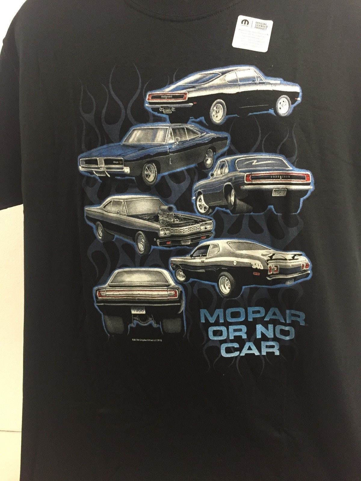 Black T-Shirt w/ “Mopar Or No Car” Script & Multiple Cars (Licensed)