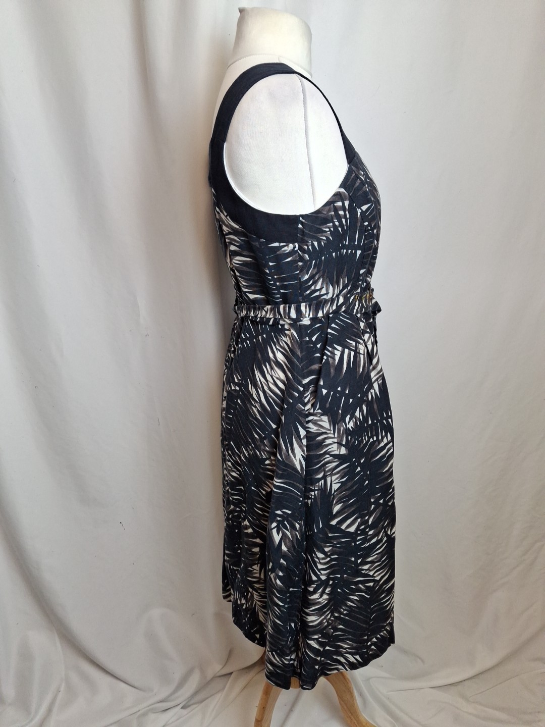 Phase Eight Holiday Dress Leaf Print Blue Belted Strappy Women’s UK14 C5195