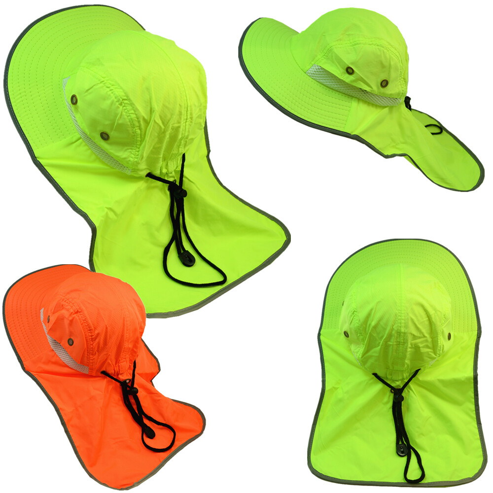 Neck Flap Boonie High Visibility Safety Reflective Waterproof Bucket Hat Cap LOT