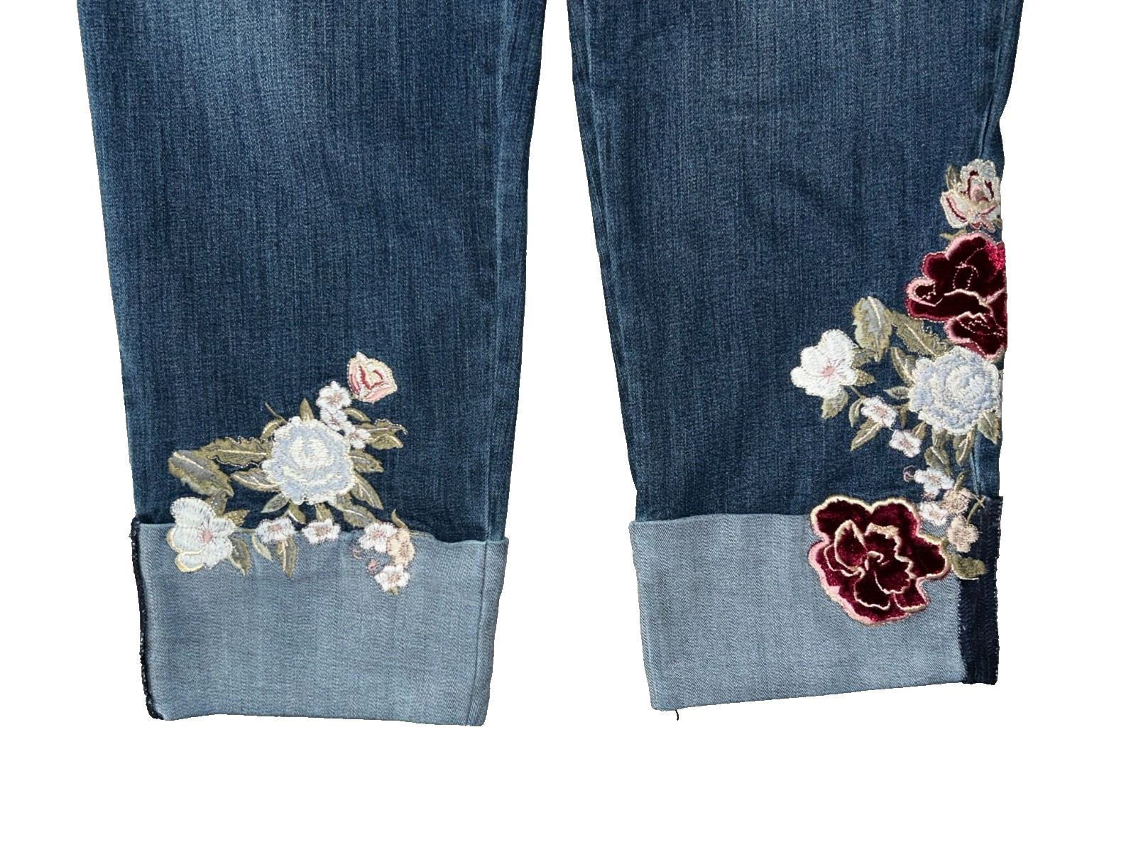 Chico’s Slimming Embroidered Girlfriend Ankle Jeans Women’s 3.5 Blue XL/18