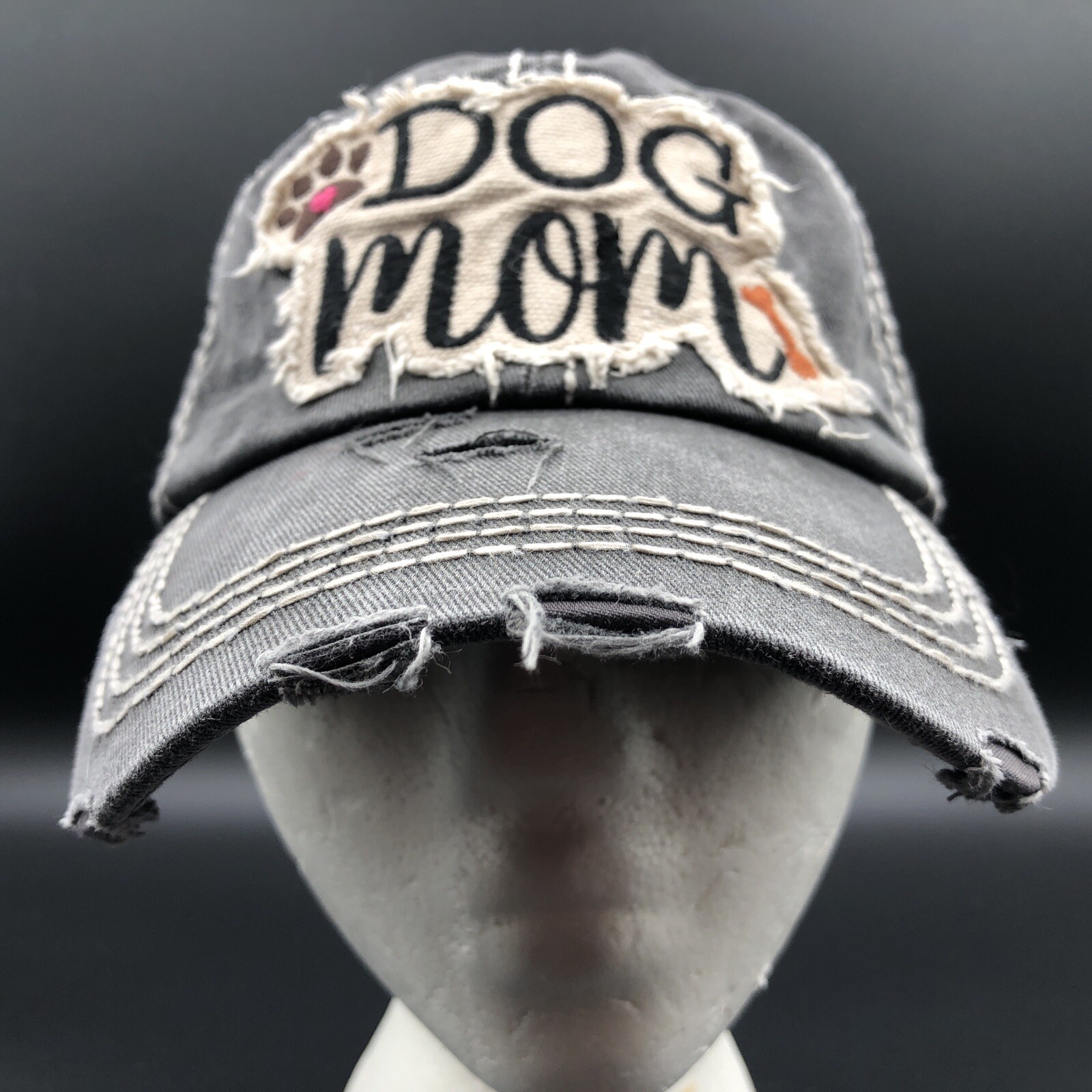 Dog Mom Women’s Kbethos Vintage Distressed Adjustable Dark Gray Baseball Hat