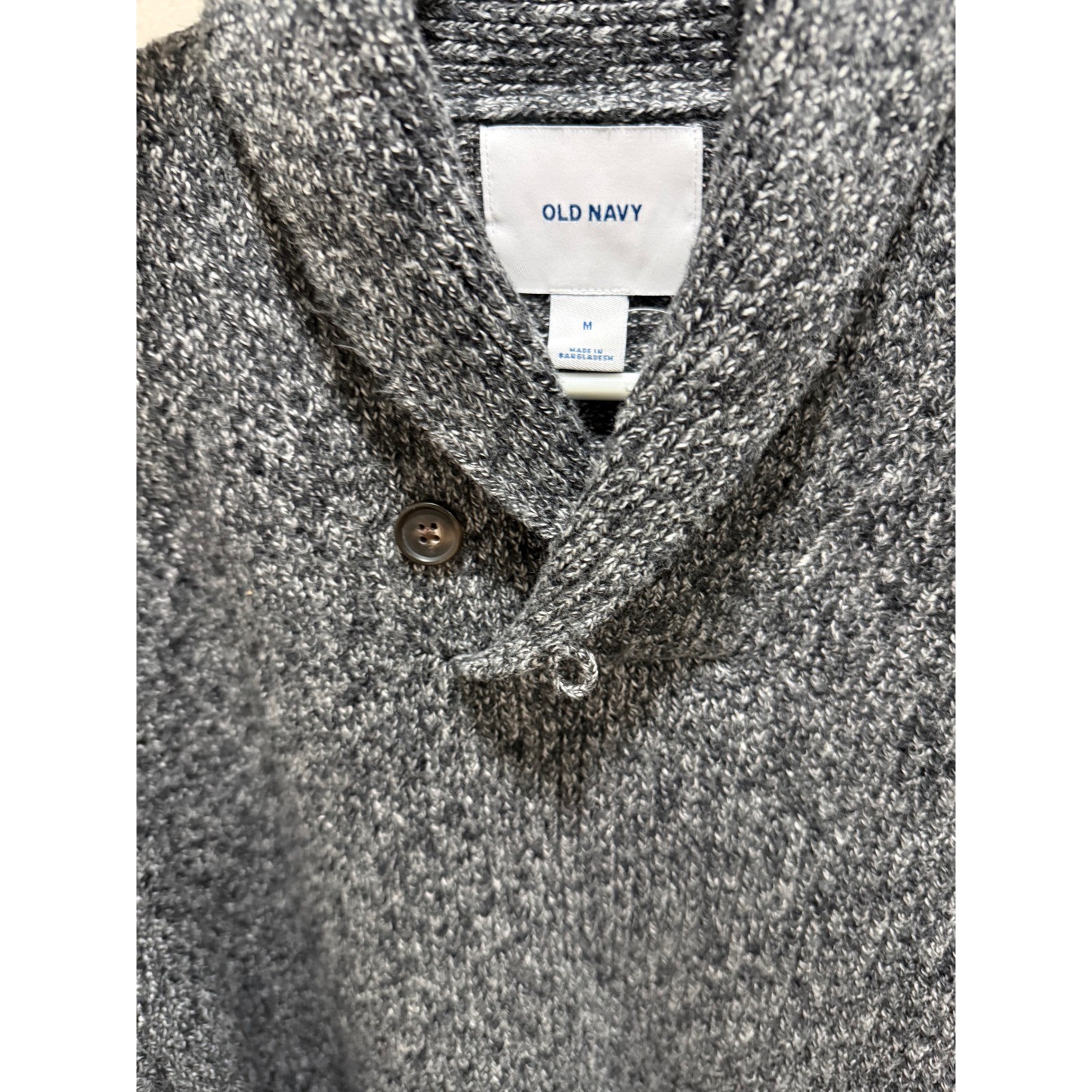 Old Navy Mens Gray Marled Shawl Collar Pullover Sweater Medium Classic Knit