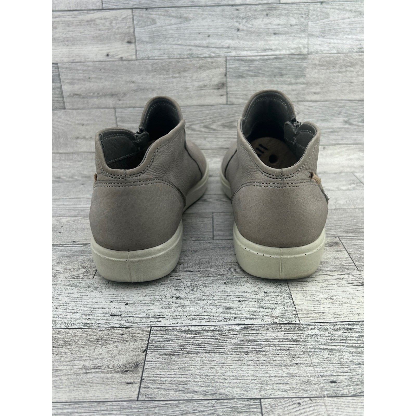 ECCO Soft 7 Slip On Mid Boots Grey Leather Zip Side Women EU 40 US 9