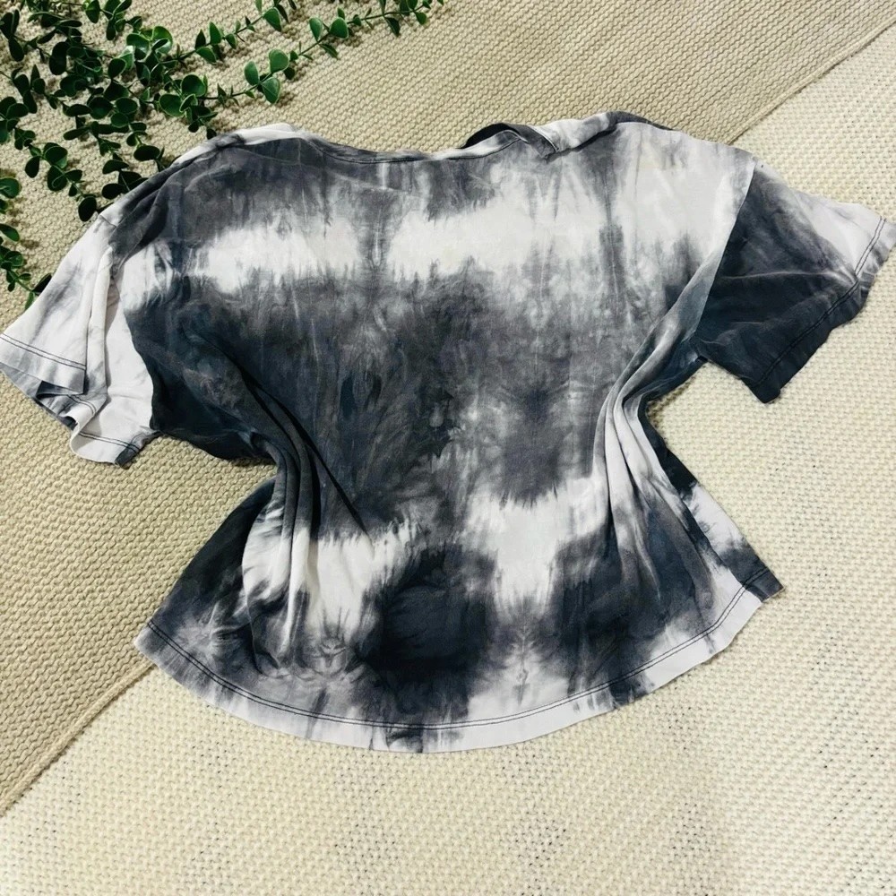 Nahana Jeans Black & White Tie Dye Oversized Cropped Tee – Size S
