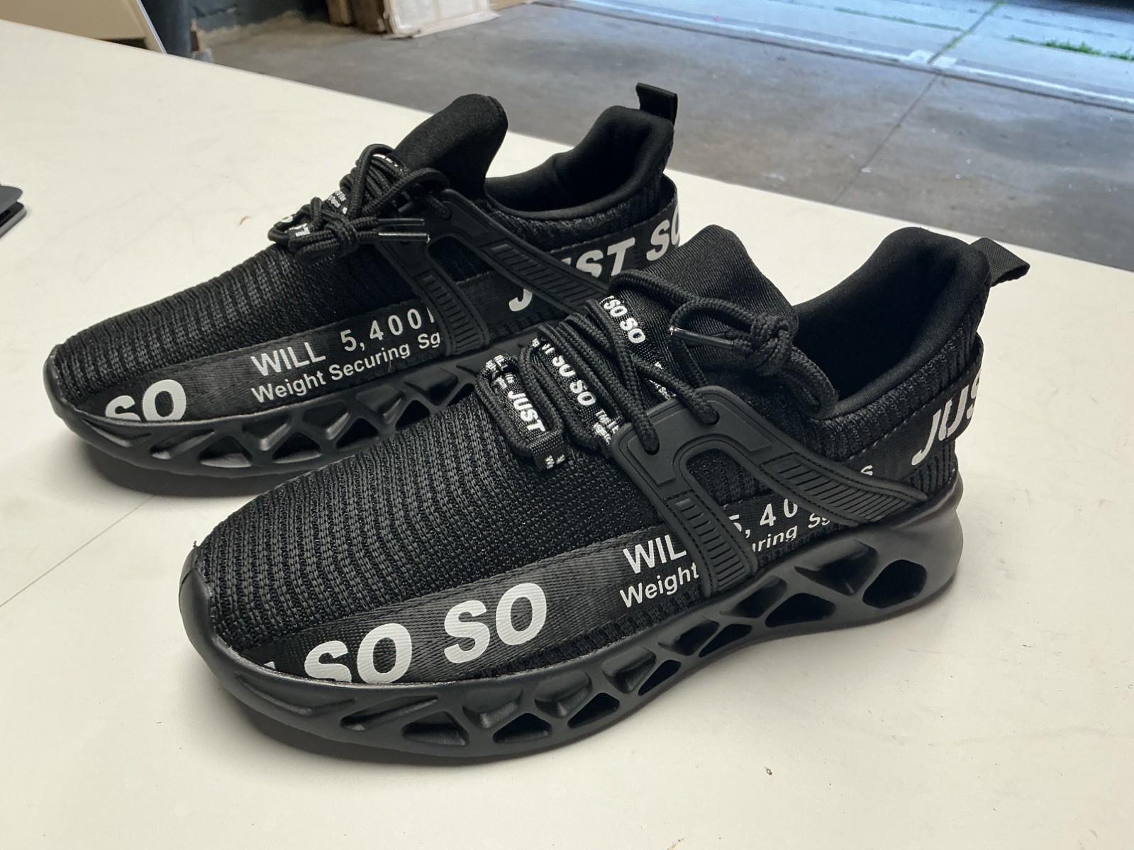 Just So So Black, White Running Sneakers. Size 39 (6.5-7 See Size Chart)