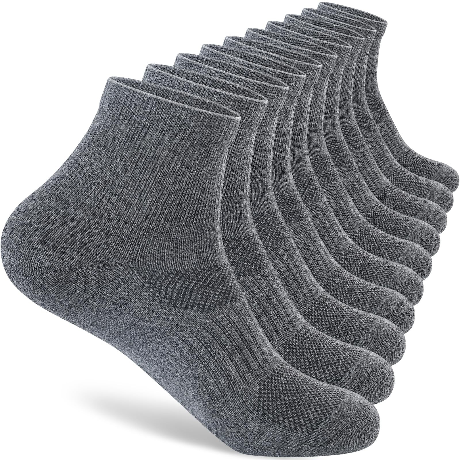 Mens Cotton Cushion Ankle Socks, Athletic Performance Running Quarter Socks