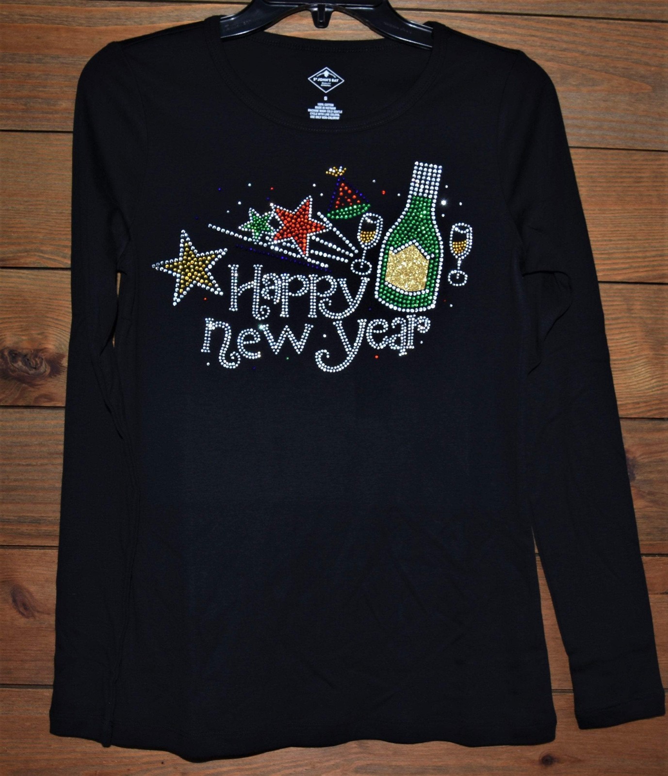 Happy New Year rhinestone glitter bling shirt XS S M L XL XXL 1X 2X 3X 4X 5X