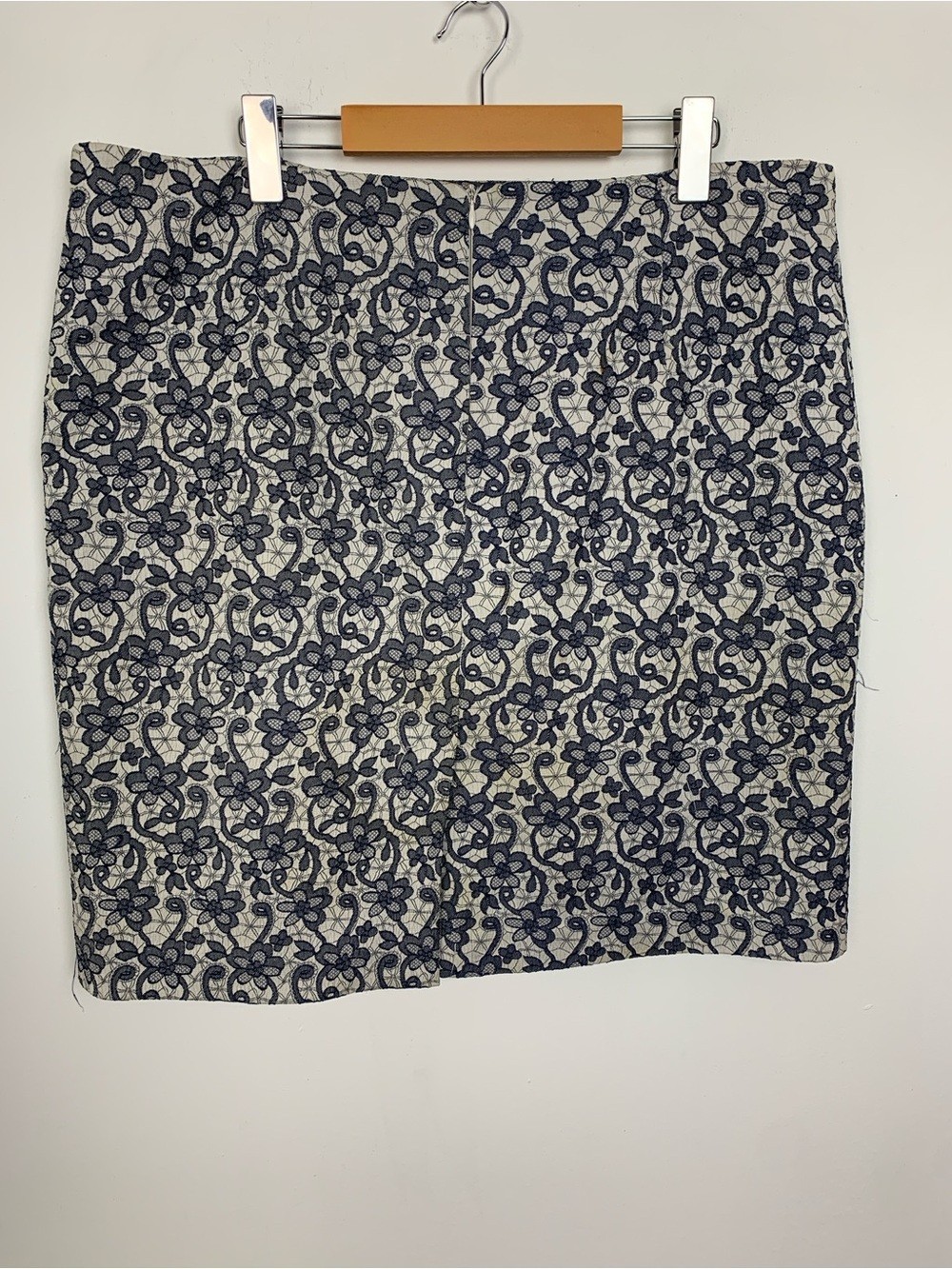 Jessica Embroidered Lace Mini Skirt Sz 14 Ivory Blue Floral Wedding Jacquard