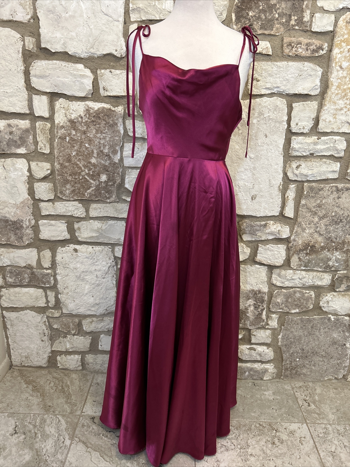 Ladivine By Cinderella Divine Spaghetti Straps Ruched Satin Dress XS