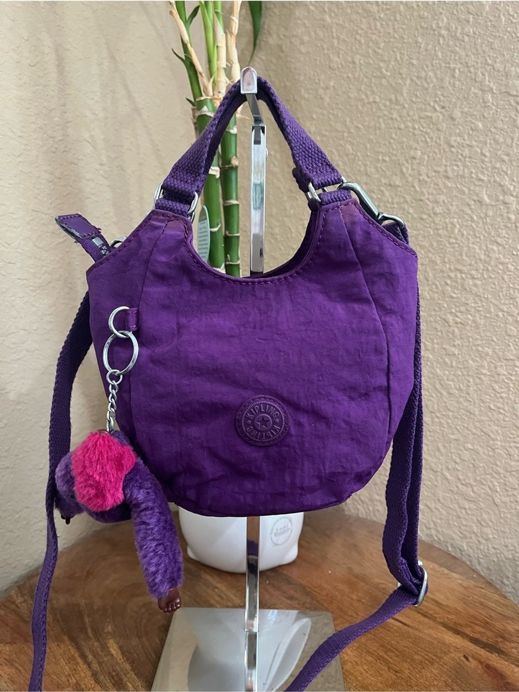 KIPLING PURPLE CRINKLE NYLON MINI CROSSBODY BAG