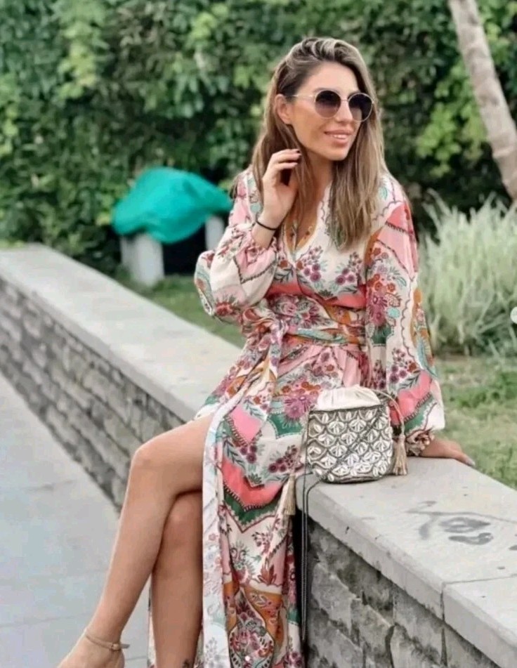 Zara Oriental Print Midi Kimono Wrap Summer Dress Size M Medium 10 12 NEW BNWT