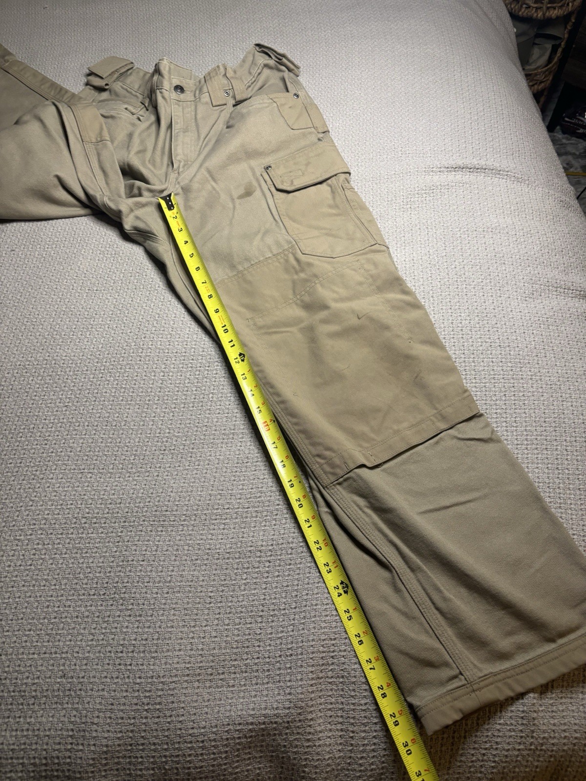 Duluth Trading Ultimate Fire Hose Pants Mens 34×32 Tan Double Knee Cargo Work