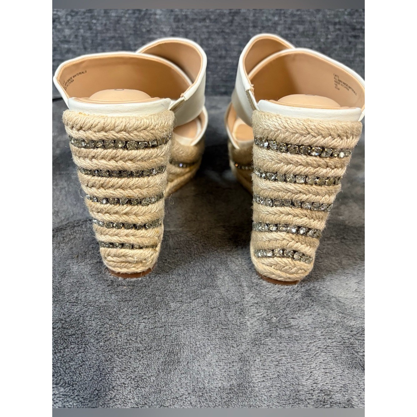 Charles By Charles David White Cross-Strap Espadrille Wedge Mules