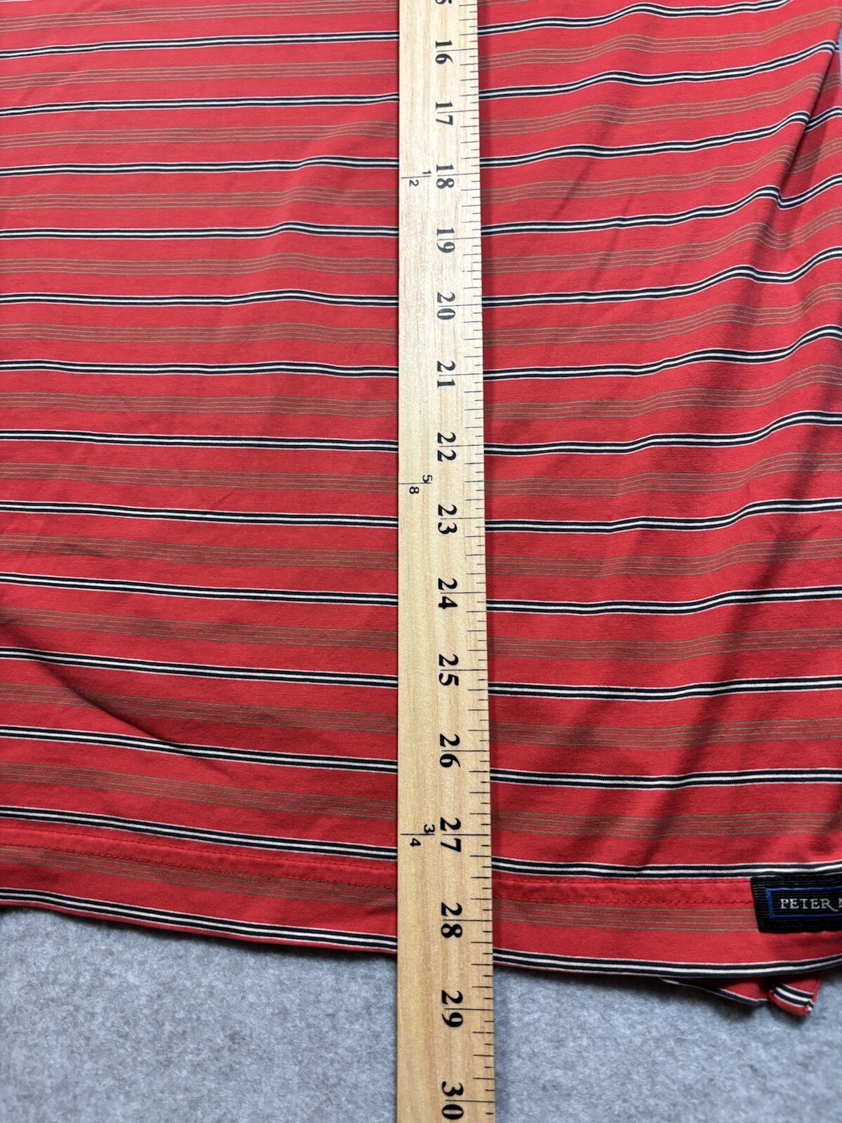 Peter Millar Golf Polo – Red With White And Black Stripes – Size Large