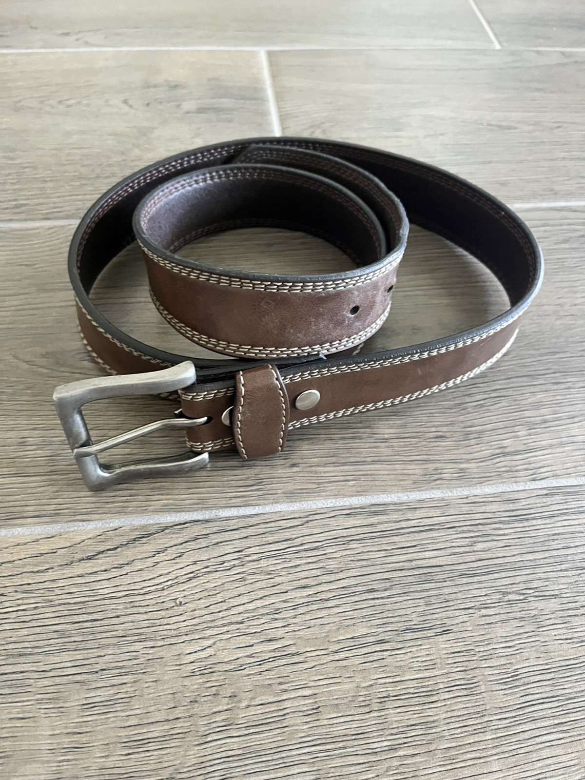 Men’s Wrangler Genuine Leather Triple Stitch Casual Western Brown Belt Size 44