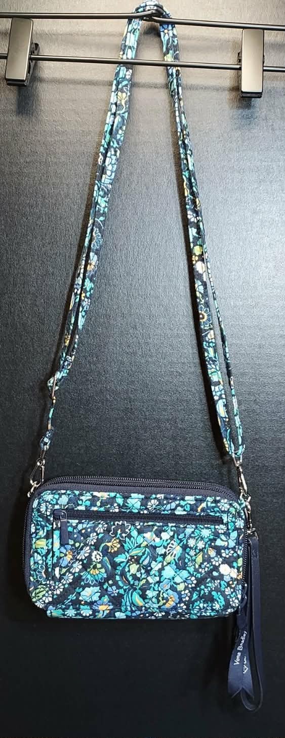 Vera Bradley AIO Crossbody Wallet ~ Dreamer Paisley Plants ~ RFID Protection