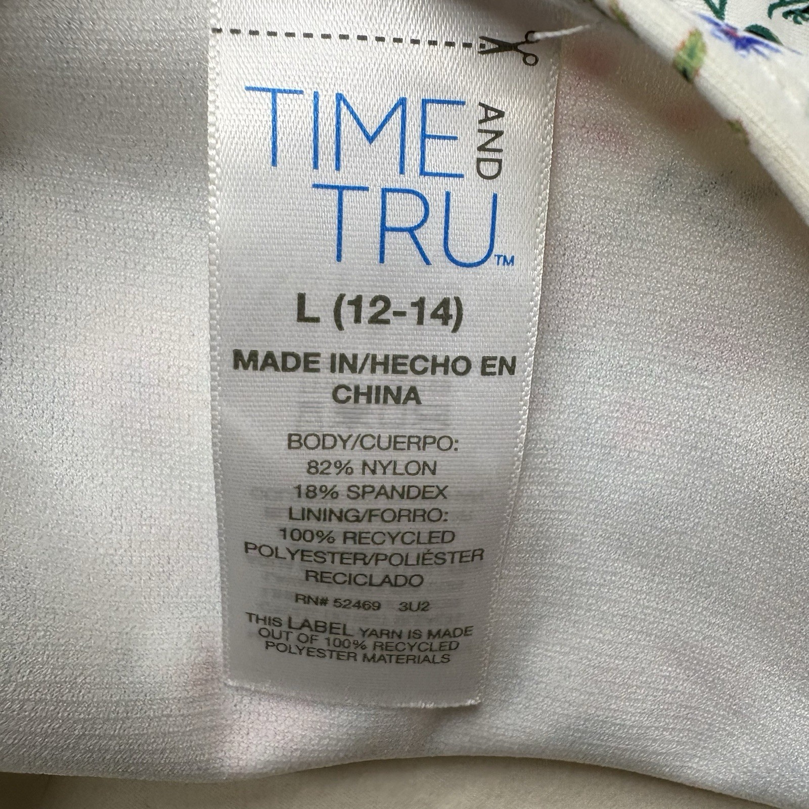 Time and Tru White Floral High Leg High Waist Bikini Swim Bottoms Size large
