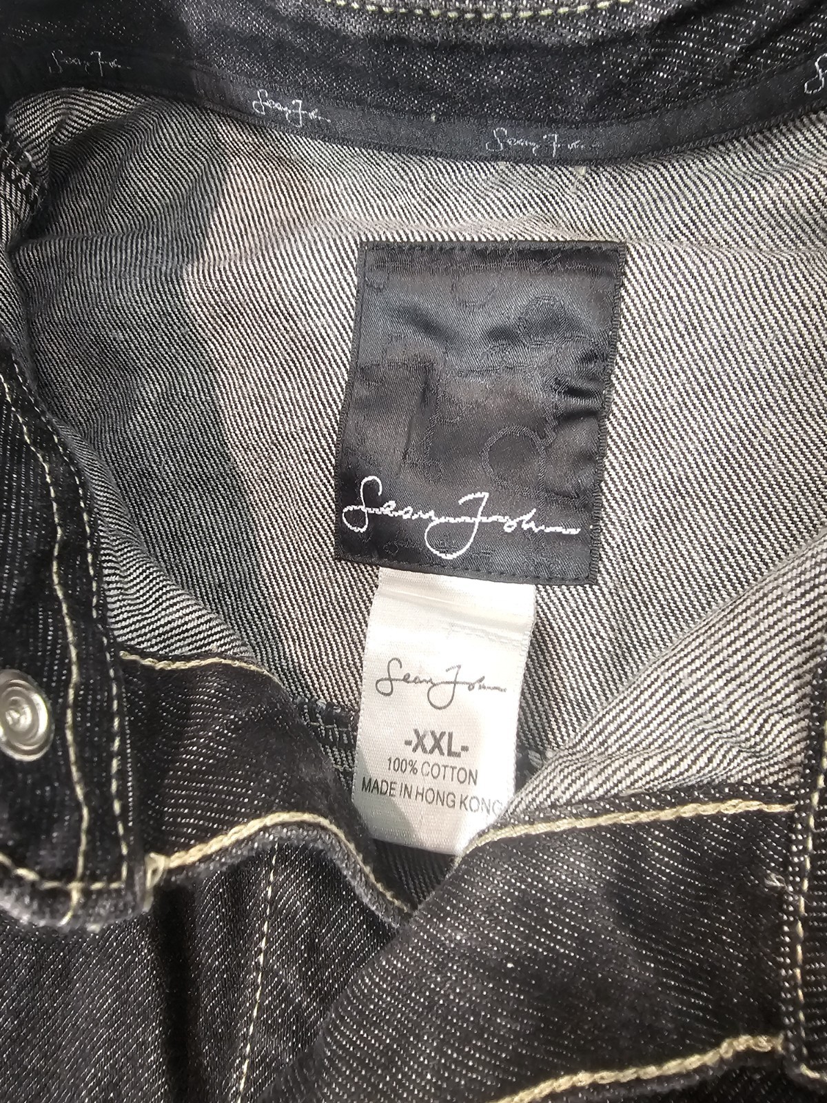 Vintage SEAN JOHN Carpenter Button Up Black Denim Jacket VTG Men’s XXL